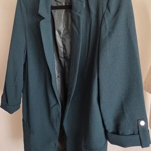 Teal Blazer with Button Detail